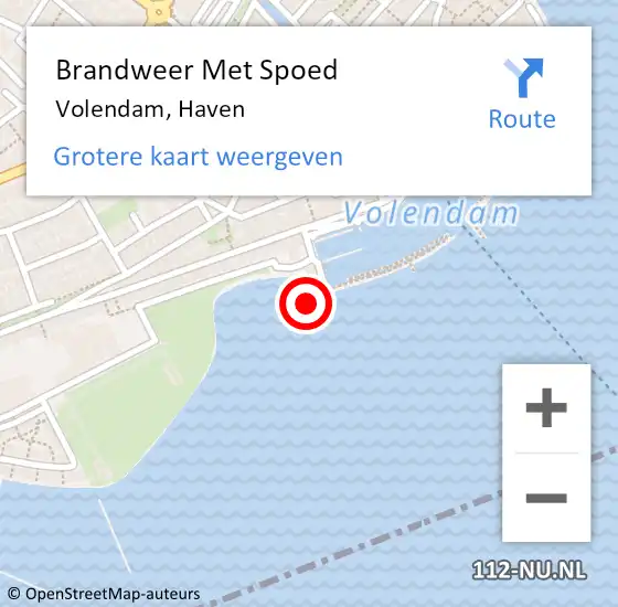 Locatie op kaart van de 112 melding: Brandweer Met Spoed Naar Volendam, Haven op 13 februari 2023 10:37