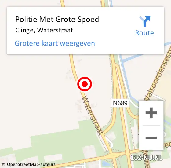 Locatie op kaart van de 112 melding: Politie Met Grote Spoed Naar Clinge, Waterstraat op 13 februari 2023 10:41