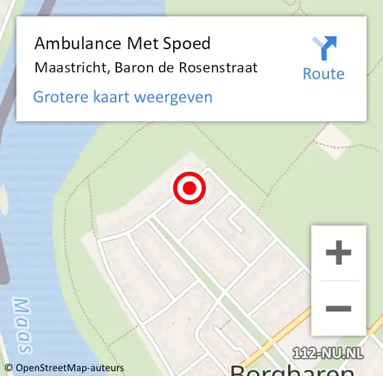 Locatie op kaart van de 112 melding: Ambulance Met Spoed Naar Maastricht, Baron de Rosenstraat op 15 augustus 2014 13:32