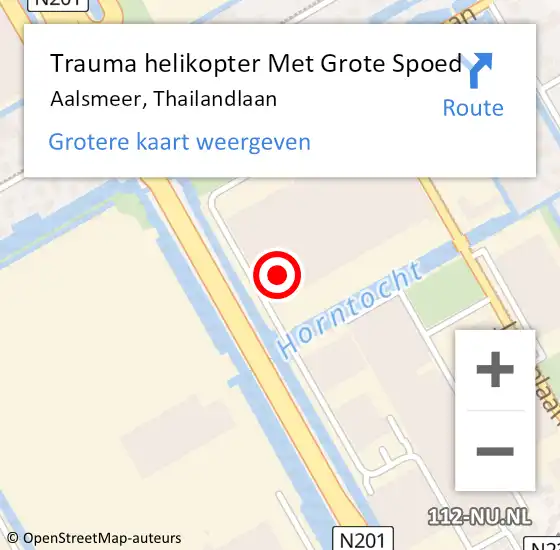 Locatie op kaart van de 112 melding: Trauma helikopter Met Grote Spoed Naar Aalsmeer, Thailandlaan op 13 februari 2023 11:03