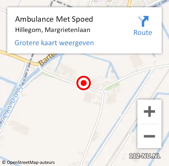 Locatie op kaart van de 112 melding: Ambulance Met Spoed Naar Hillegom, Margrietenlaan op 13 februari 2023 11:29