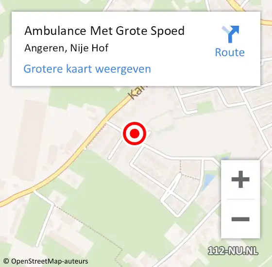 Locatie op kaart van de 112 melding: Ambulance Met Grote Spoed Naar Angeren, Nije Hof op 13 februari 2023 11:32