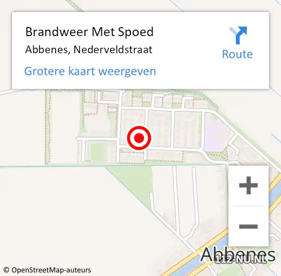 Locatie op kaart van de 112 melding: Brandweer Met Spoed Naar Abbenes, Nederveldstraat op 13 februari 2023 11:49