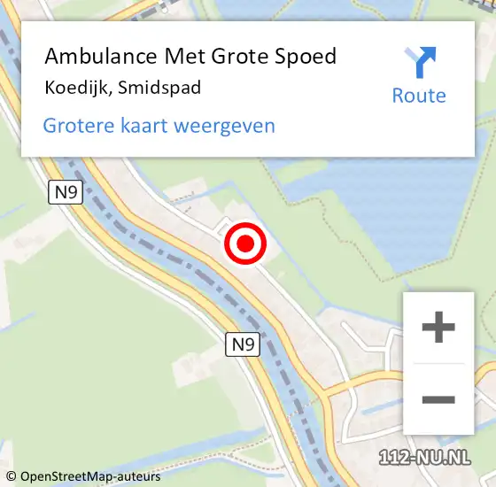 Locatie op kaart van de 112 melding: Ambulance Met Grote Spoed Naar Koedijk, Smidspad op 13 februari 2023 11:50