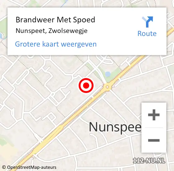 Locatie op kaart van de 112 melding: Brandweer Met Spoed Naar Nunspeet, Zwolsewegje op 13 februari 2023 11:51