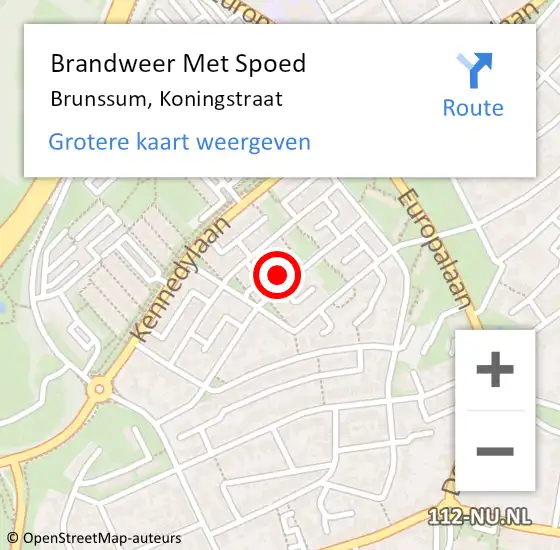 Locatie op kaart van de 112 melding: Brandweer Met Spoed Naar Brunssum, Koningstraat op 13 februari 2023 11:53