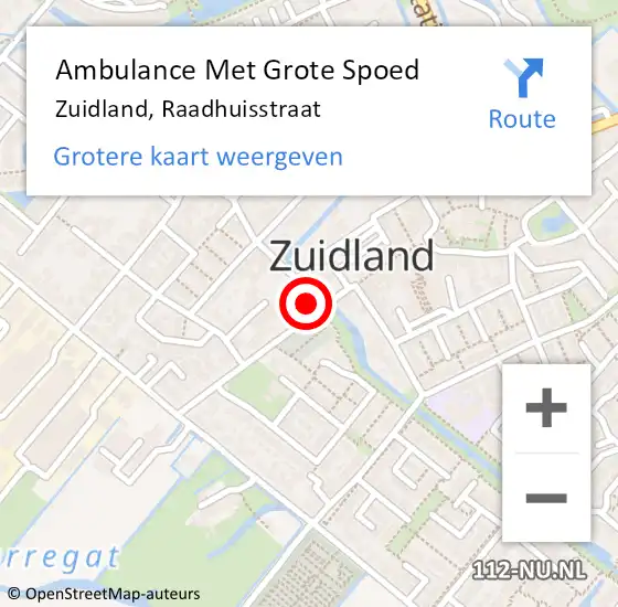 Locatie op kaart van de 112 melding: Ambulance Met Grote Spoed Naar Zuidland, Raadhuisstraat op 13 februari 2023 12:06