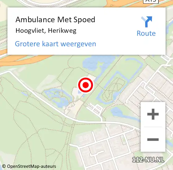 Locatie op kaart van de 112 melding: Ambulance Met Spoed Naar Hoogvliet, Herikweg op 13 februari 2023 12:09