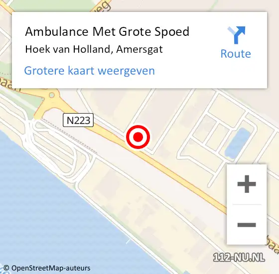 Locatie op kaart van de 112 melding: Ambulance Met Grote Spoed Naar Hoek van Holland, Amersgat op 13 februari 2023 12:13