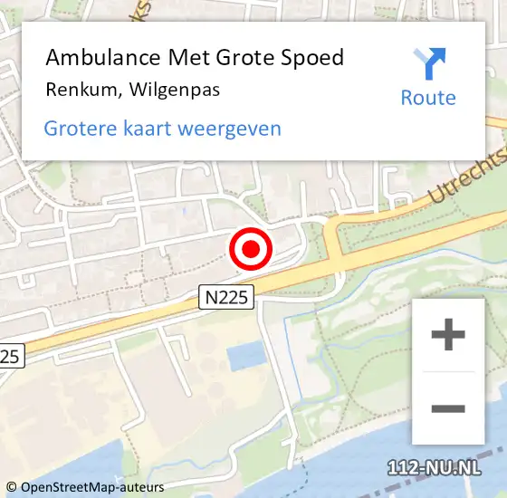 Locatie op kaart van de 112 melding: Ambulance Met Grote Spoed Naar Renkum, Wilgenpas op 13 februari 2023 12:17