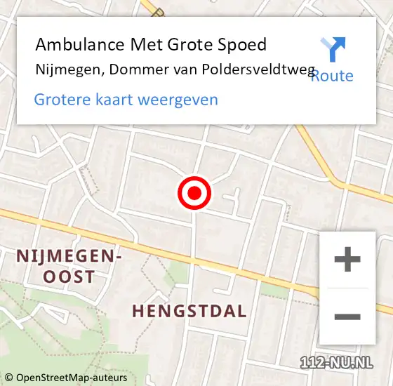 Locatie op kaart van de 112 melding: Ambulance Met Grote Spoed Naar Nijmegen, Dommer van Poldersveldtweg op 13 februari 2023 12:18