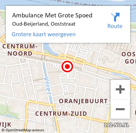 Locatie op kaart van de 112 melding: Ambulance Met Grote Spoed Naar Oud-Beijerland, Ooststraat op 13 februari 2023 12:22