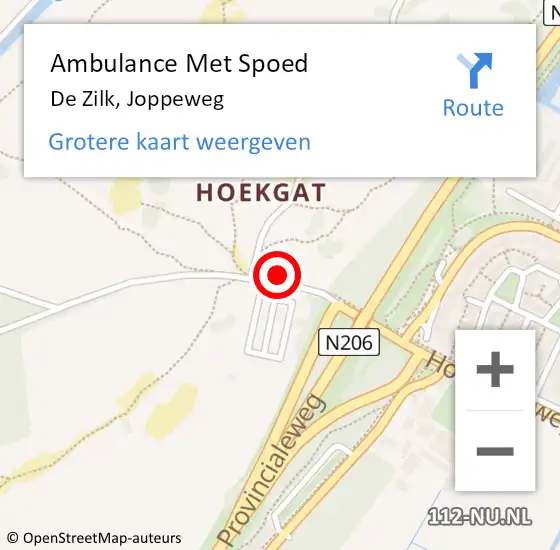 Locatie op kaart van de 112 melding: Ambulance Met Spoed Naar De Zilk, Joppeweg op 13 februari 2023 12:27