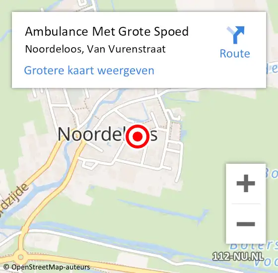 Locatie op kaart van de 112 melding: Ambulance Met Grote Spoed Naar Noordeloos, Van Vurenstraat op 15 augustus 2014 13:42