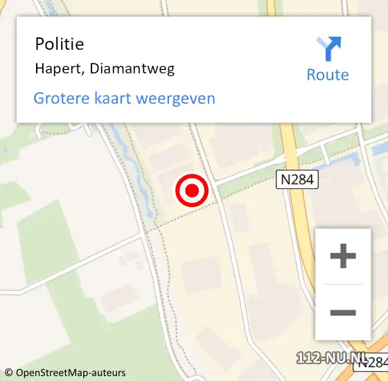 Locatie op kaart van de 112 melding: Politie Hapert, Diamantweg op 13 februari 2023 12:58