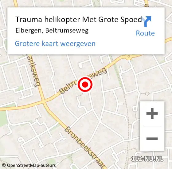 Locatie op kaart van de 112 melding: Trauma helikopter Met Grote Spoed Naar Eibergen, Beltrumseweg op 13 februari 2023 13:28