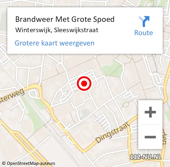 Locatie op kaart van de 112 melding: Brandweer Met Grote Spoed Naar Winterswijk, Sleeswijkstraat op 13 februari 2023 13:32