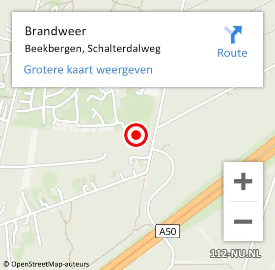 Locatie op kaart van de 112 melding: Brandweer Beekbergen, Schalterdalweg op 13 februari 2023 13:37