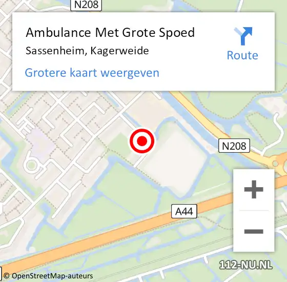 Locatie op kaart van de 112 melding: Ambulance Met Grote Spoed Naar Sassenheim, Kagerweide op 13 februari 2023 13:44