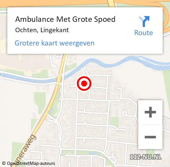 Locatie op kaart van de 112 melding: Ambulance Met Grote Spoed Naar Ochten, Lingekant op 13 februari 2023 13:51