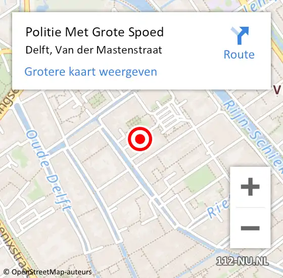 Locatie op kaart van de 112 melding: Politie Met Grote Spoed Naar Delft, Van der Mastenstraat op 13 februari 2023 13:51