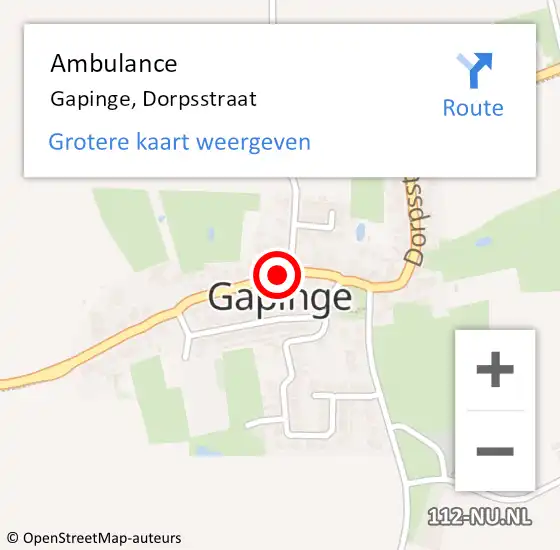 Locatie op kaart van de 112 melding: Ambulance Gapinge, Dorpsstraat op 11 oktober 2013 15:45