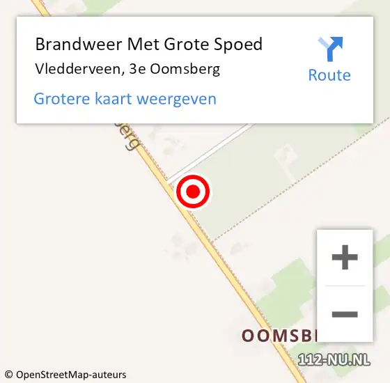 Locatie op kaart van de 112 melding: Brandweer Met Grote Spoed Naar Vledderveen, 3e Oomsberg op 13 februari 2023 14:29