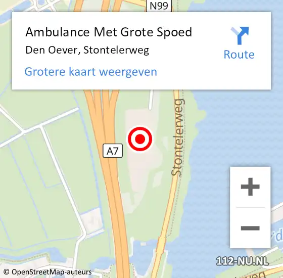 Locatie op kaart van de 112 melding: Ambulance Met Grote Spoed Naar Den Oever, Stontelerweg op 13 februari 2023 14:51