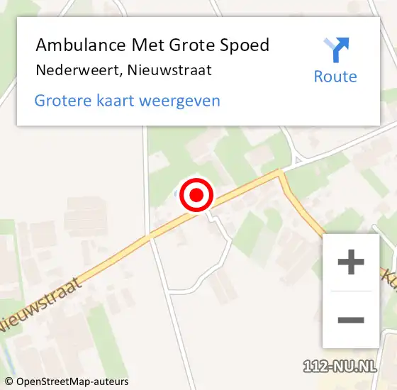 Locatie op kaart van de 112 melding: Ambulance Met Grote Spoed Naar Nederweert, Nieuwstraat op 13 februari 2023 14:53