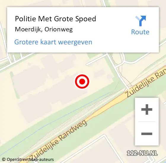 Locatie op kaart van de 112 melding: Politie Met Grote Spoed Naar Moerdijk, Orionweg op 13 februari 2023 15:02