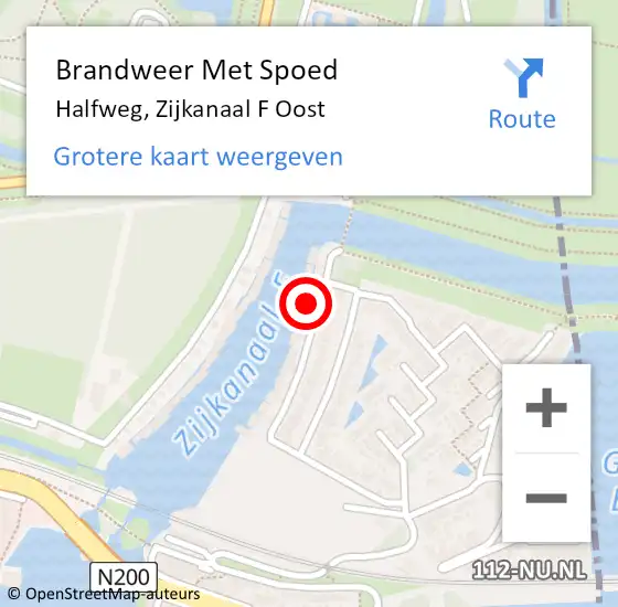 Locatie op kaart van de 112 melding: Brandweer Met Spoed Naar Halfweg, Zijkanaal F Oost op 13 februari 2023 15:04