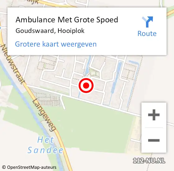 Locatie op kaart van de 112 melding: Ambulance Met Grote Spoed Naar Goudswaard, Hooiplok op 13 februari 2023 15:07