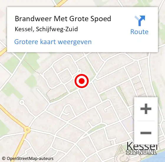 Locatie op kaart van de 112 melding: Brandweer Met Grote Spoed Naar Kessel, Schijfweg-Zuid op 13 februari 2023 15:17