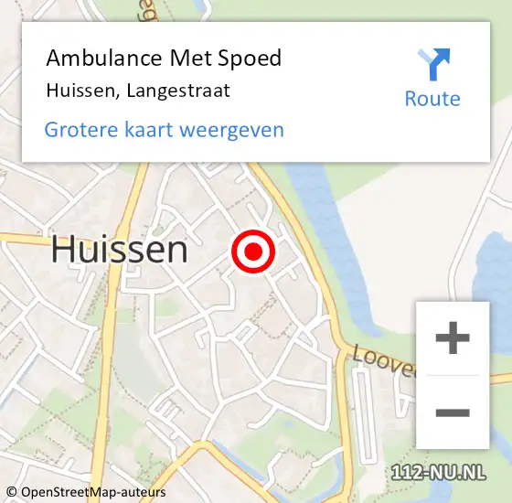 Locatie op kaart van de 112 melding: Ambulance Met Spoed Naar Huissen, Langestraat op 13 februari 2023 15:37