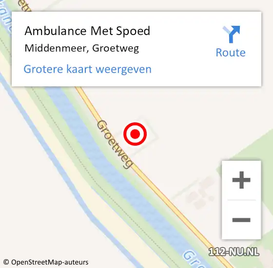 Locatie op kaart van de 112 melding: Ambulance Met Spoed Naar Middenmeer, Groetweg op 13 februari 2023 15:38