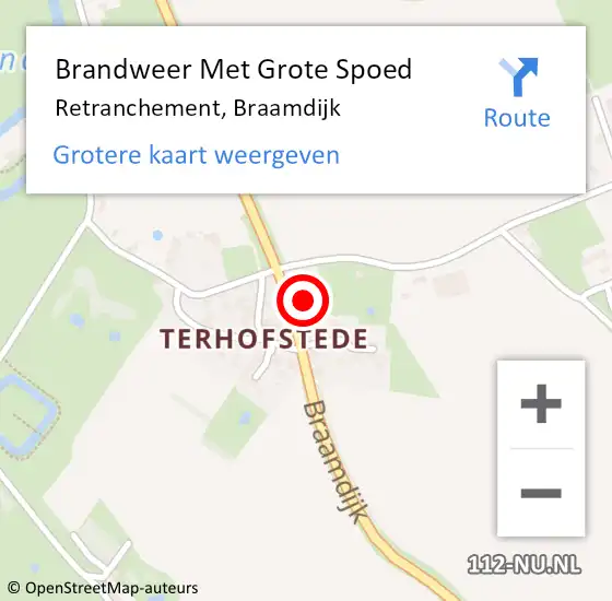 Locatie op kaart van de 112 melding: Brandweer Met Grote Spoed Naar Retranchement, Braamdijk op 13 februari 2023 15:50