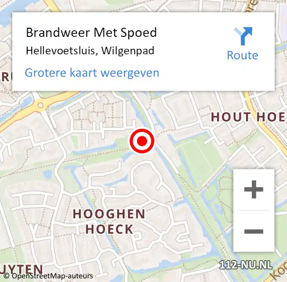 Locatie op kaart van de 112 melding: Brandweer Met Spoed Naar Hellevoetsluis, Wilgenpad op 13 februari 2023 16:07