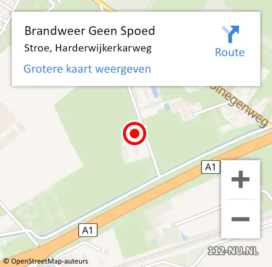 Locatie op kaart van de 112 melding: Brandweer Geen Spoed Naar Stroe, Harderwijkerkarweg op 13 februari 2023 16:15