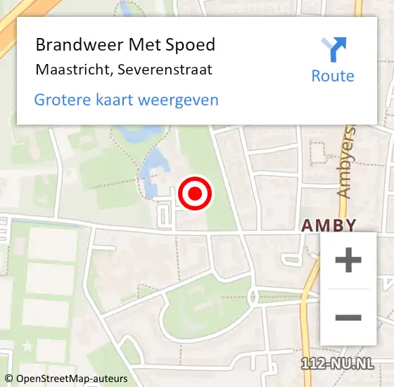 Locatie op kaart van de 112 melding: Brandweer Met Spoed Naar Maastricht, Severenstraat op 13 februari 2023 16:19