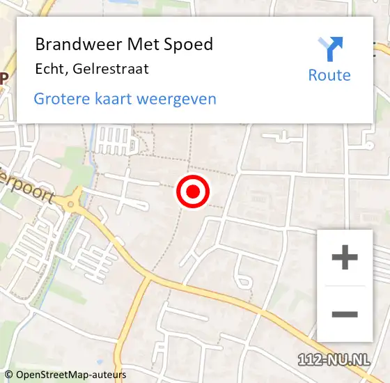 Locatie op kaart van de 112 melding: Brandweer Met Spoed Naar Echt, Gelrestraat op 13 februari 2023 16:38