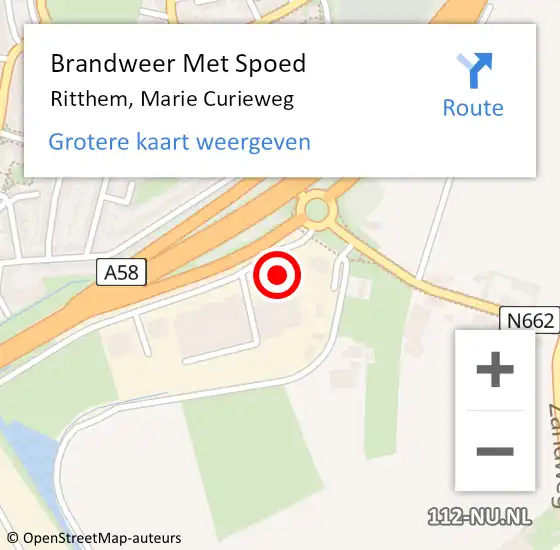 Locatie op kaart van de 112 melding: Brandweer Met Spoed Naar Ritthem, Marie Curieweg op 13 februari 2023 17:00