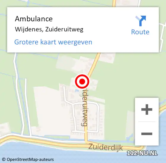 Locatie op kaart van de 112 melding: Ambulance Wijdenes, Zuideruitweg op 13 februari 2023 17:02