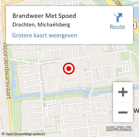 Locatie op kaart van de 112 melding: Brandweer Met Spoed Naar Drachten, Michaëlsberg op 13 februari 2023 17:18