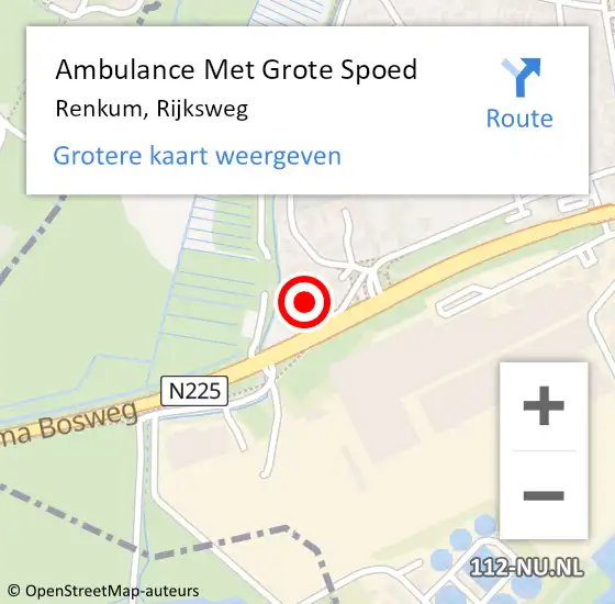 Locatie op kaart van de 112 melding: Ambulance Met Grote Spoed Naar Renkum, Rijksweg op 13 februari 2023 17:26