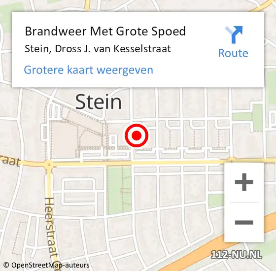 Locatie op kaart van de 112 melding: Brandweer Met Grote Spoed Naar Stein, Dross J. van Kesselstraat op 13 februari 2023 17:27