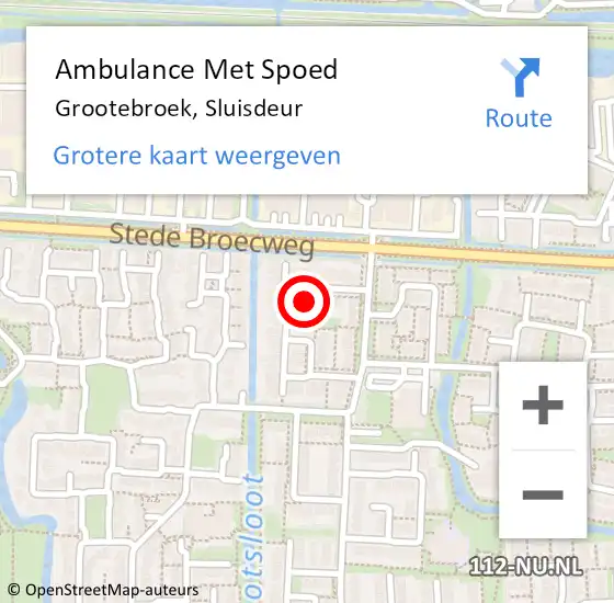 Locatie op kaart van de 112 melding: Ambulance Met Spoed Naar Grootebroek, Sluisdeur op 13 februari 2023 17:33