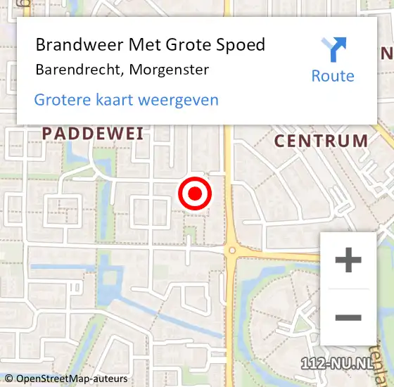 Locatie op kaart van de 112 melding: Brandweer Met Grote Spoed Naar Barendrecht, Morgenster op 13 februari 2023 17:46