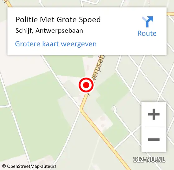 Locatie op kaart van de 112 melding: Politie Met Grote Spoed Naar Schijf, Antwerpsebaan op 13 februari 2023 17:53