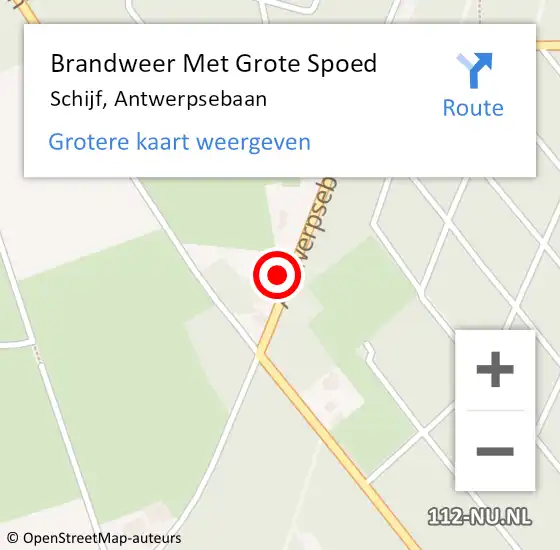 Locatie op kaart van de 112 melding: Brandweer Met Grote Spoed Naar Schijf, Antwerpsebaan op 13 februari 2023 17:53