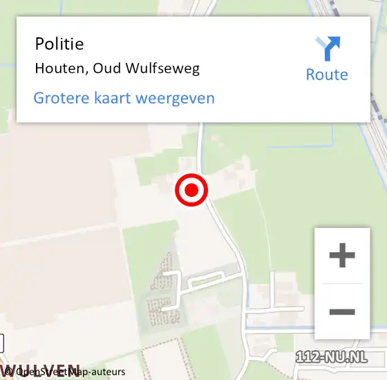 Locatie op kaart van de 112 melding: Politie Houten, Oud Wulfseweg op 13 februari 2023 18:01